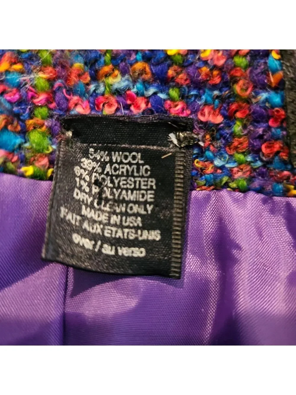 Women's Unbranded Purple Multicolor Tweed Blazer Jacket Size 10